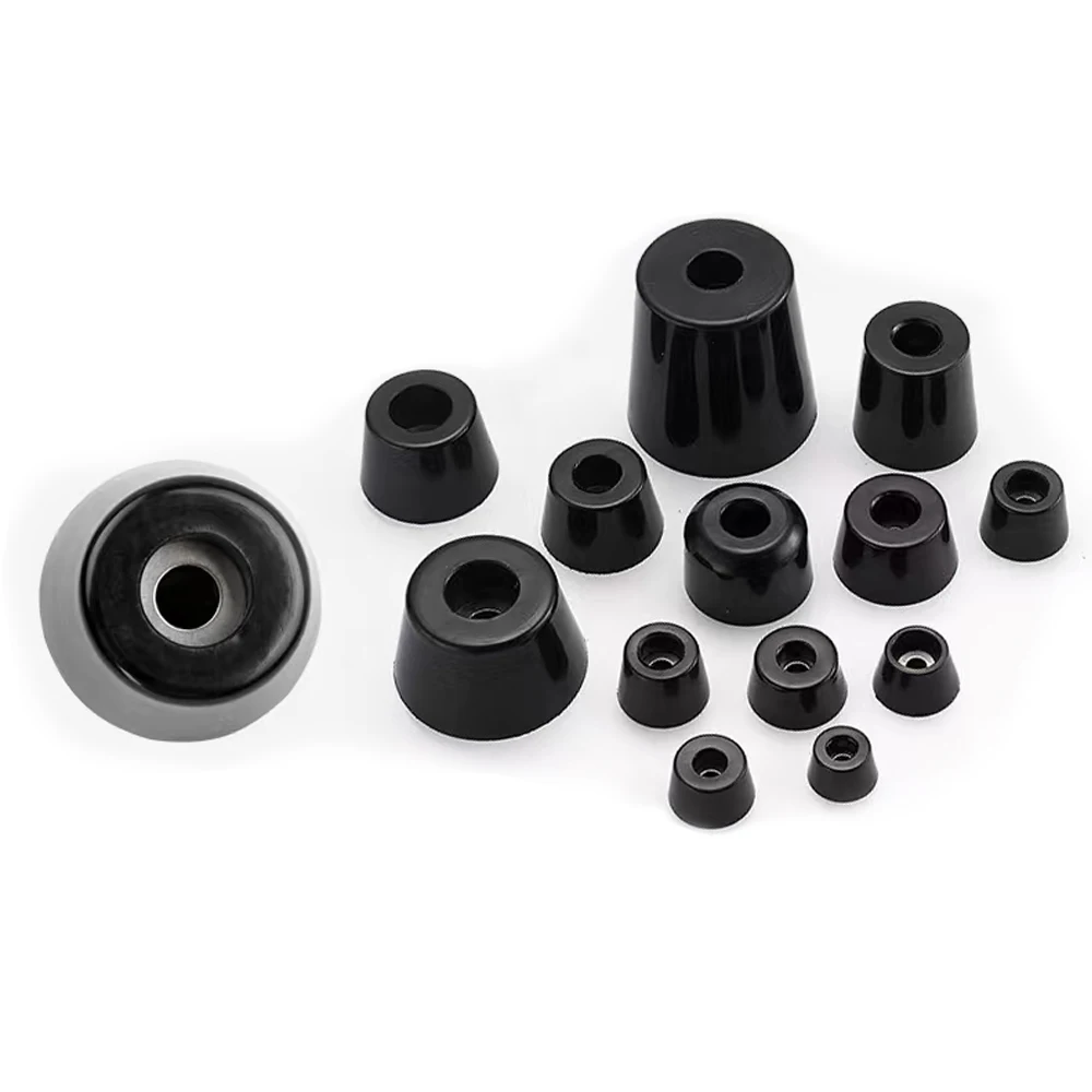 50/20Pcs Furniture Feet Pads Black Rubber Anti Slip Machine Base Pads with Stainless Steel Gasket Washer for Chair Table Cabinet