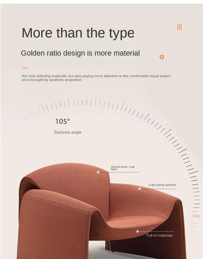 Crab Chair Single Chair Living Room Light Luxury Italian Minimalist High-end Creative Leisure Single Designer Sofa Chair