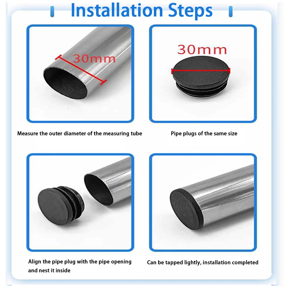 2-100Pcs Round Plastic Blanking End Cap 10mm- 140mm Chair Table Feet Cover Tube Pipe Insert Plugs Bungs Stoppers Round Cap