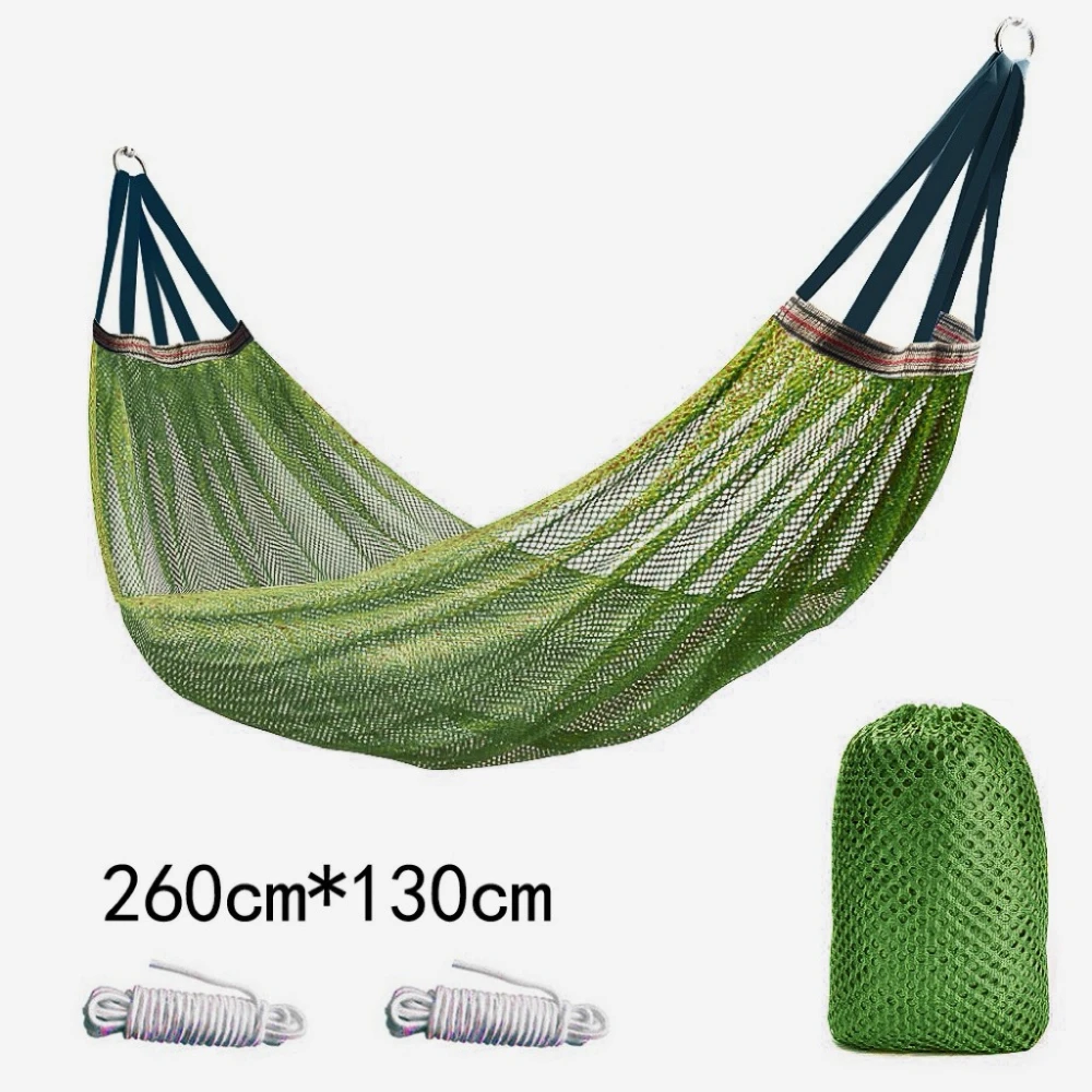 Ice Mesh Hammock with Curved Stick Anti Rollover Outdoor Swing Camping Travel Backyard Picnic Heavy Duty Portable