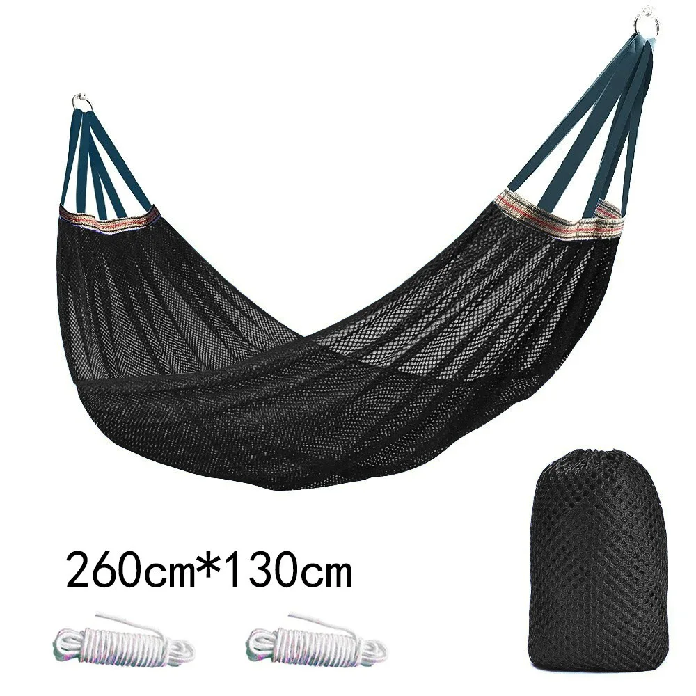 Ice Mesh Hammock with Curved Stick Anti Rollover Outdoor Swing Camping Travel Backyard Picnic Heavy Duty Portable
