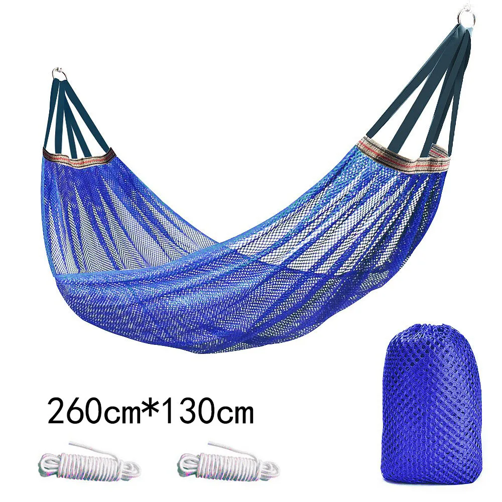 Ice Mesh Hammock with Curved Stick Anti Rollover Outdoor Swing Camping Travel Backyard Picnic Heavy Duty Portable