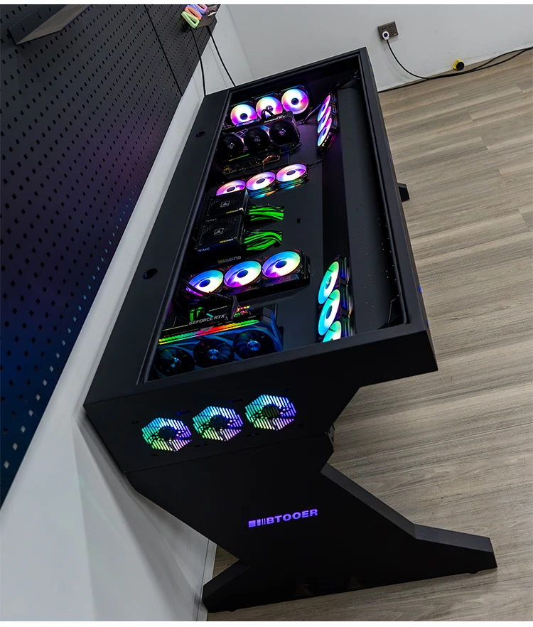 A68 Computer chassis integrated table, two hosts can be installed for two people, cool large chassis table,