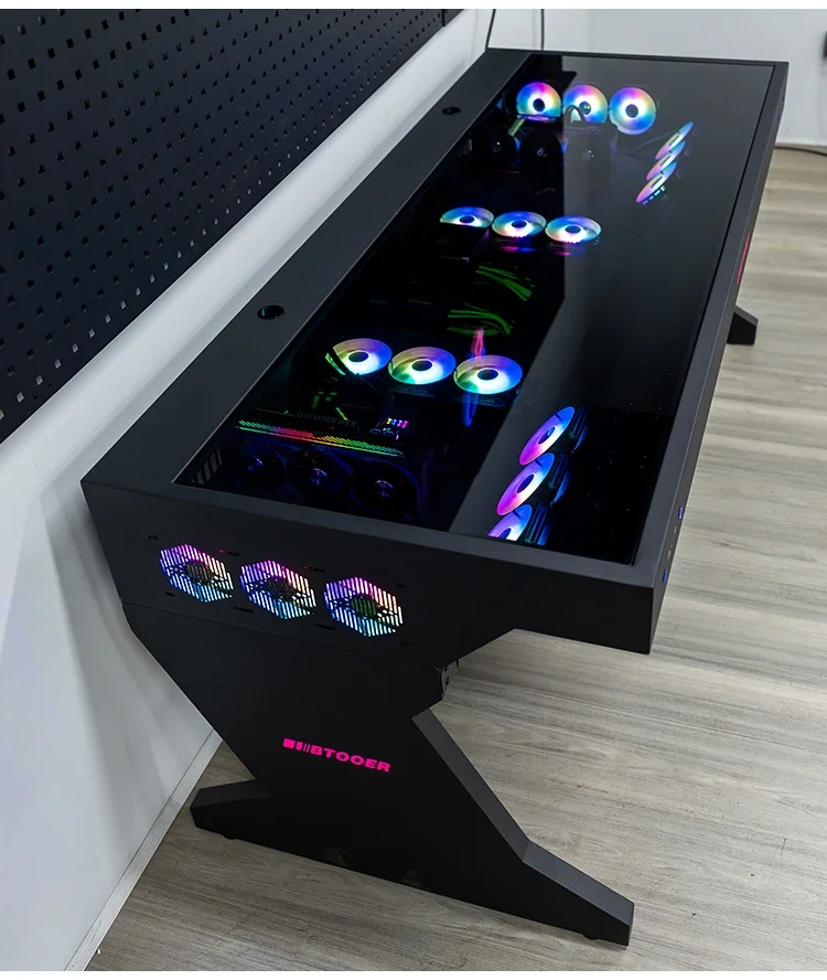 A68 Computer chassis integrated table, two hosts can be installed for two people, cool large chassis table,