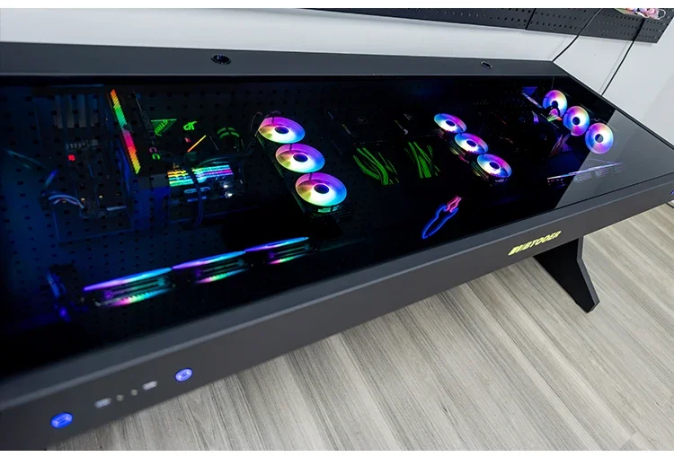 A68 Computer chassis integrated table, two hosts can be installed for two people, cool large chassis table,