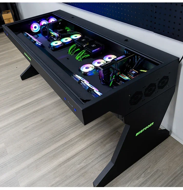 A68 Computer chassis integrated table, two hosts can be installed for two people, cool large chassis table,