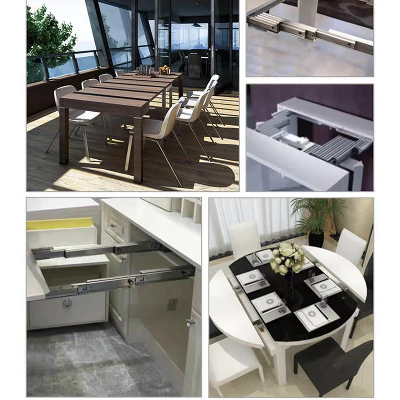 Invisible Dining Table Telescopic Guide Rail Multifunctional Aluminum Alloy Folding Bar Extension Slide Rail