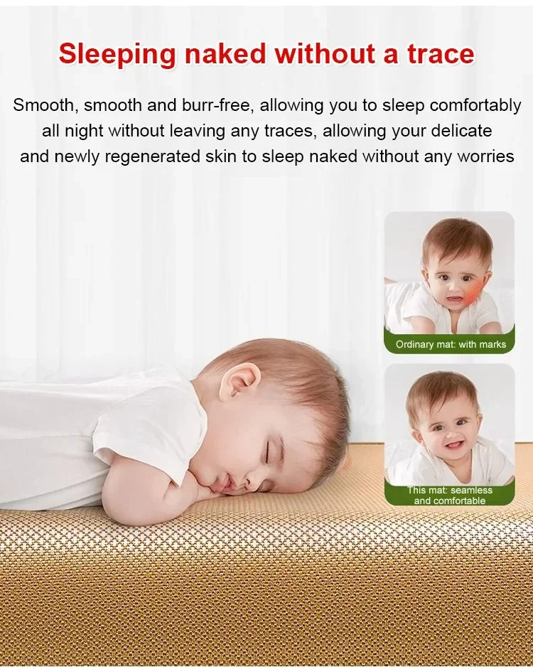 Ice Silk Summer Cooling Mat Natural Vine Foldable Double-Sided Bamboo Mat for 1.5/1.8m Bed Naked Sleeping Dormitory Home Use