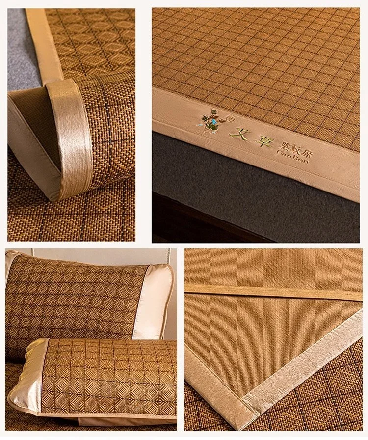 Ice Silk Summer Cooling Mat Natural Vine Foldable Double-Sided Bamboo Mat for 1.5/1.8m Bed Naked Sleeping Dormitory Home Use