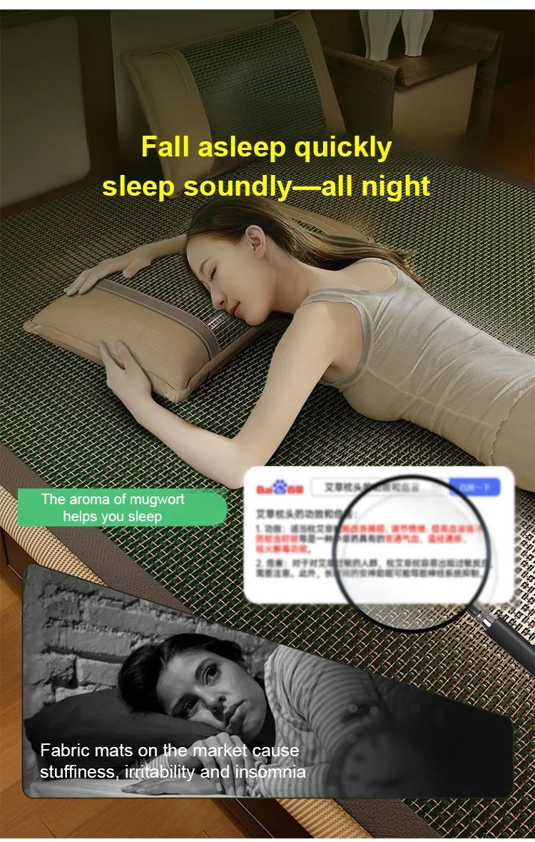 Ice Silk Summer Cooling Mat Natural Vine Foldable Double-Sided Bamboo Mat for 1.5/1.8m Bed Naked Sleeping Dormitory Home Use