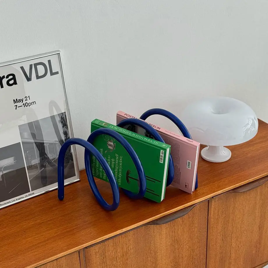 Shelf Small Storage Office Table with Books CD Discs Countertop Finishing Shelf Desktop Bookshelf