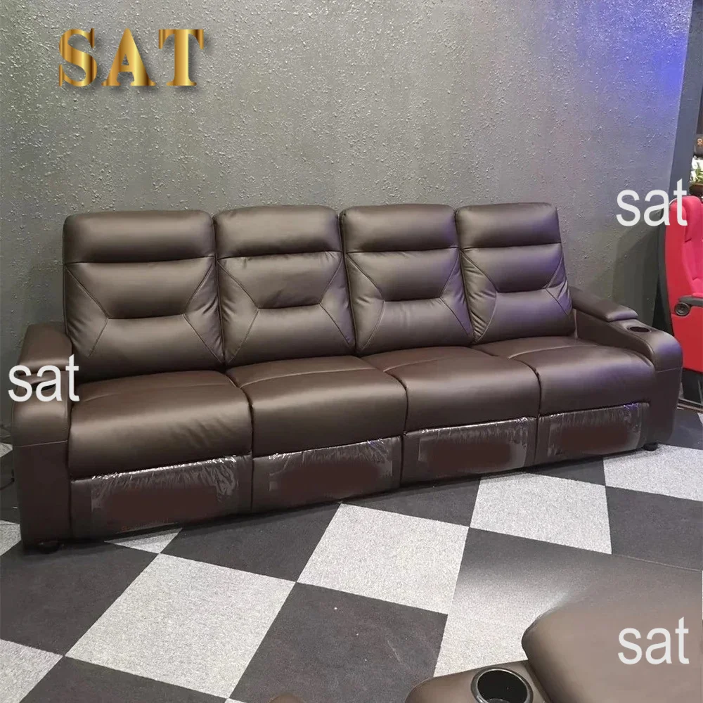 xx- Genuine Leather Sofa set With POWER RECLINING SEATS, Theater Electric Recliner Couch Nordic Seating Room Cinema Sofas^