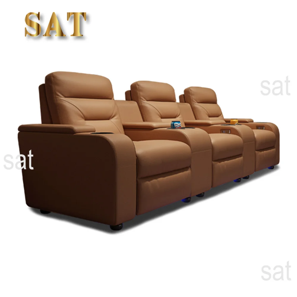xx- Genuine Leather Sofa set With POWER RECLINING SEATS, Theater Electric Recliner Couch Nordic Seating Room Cinema Sofas^