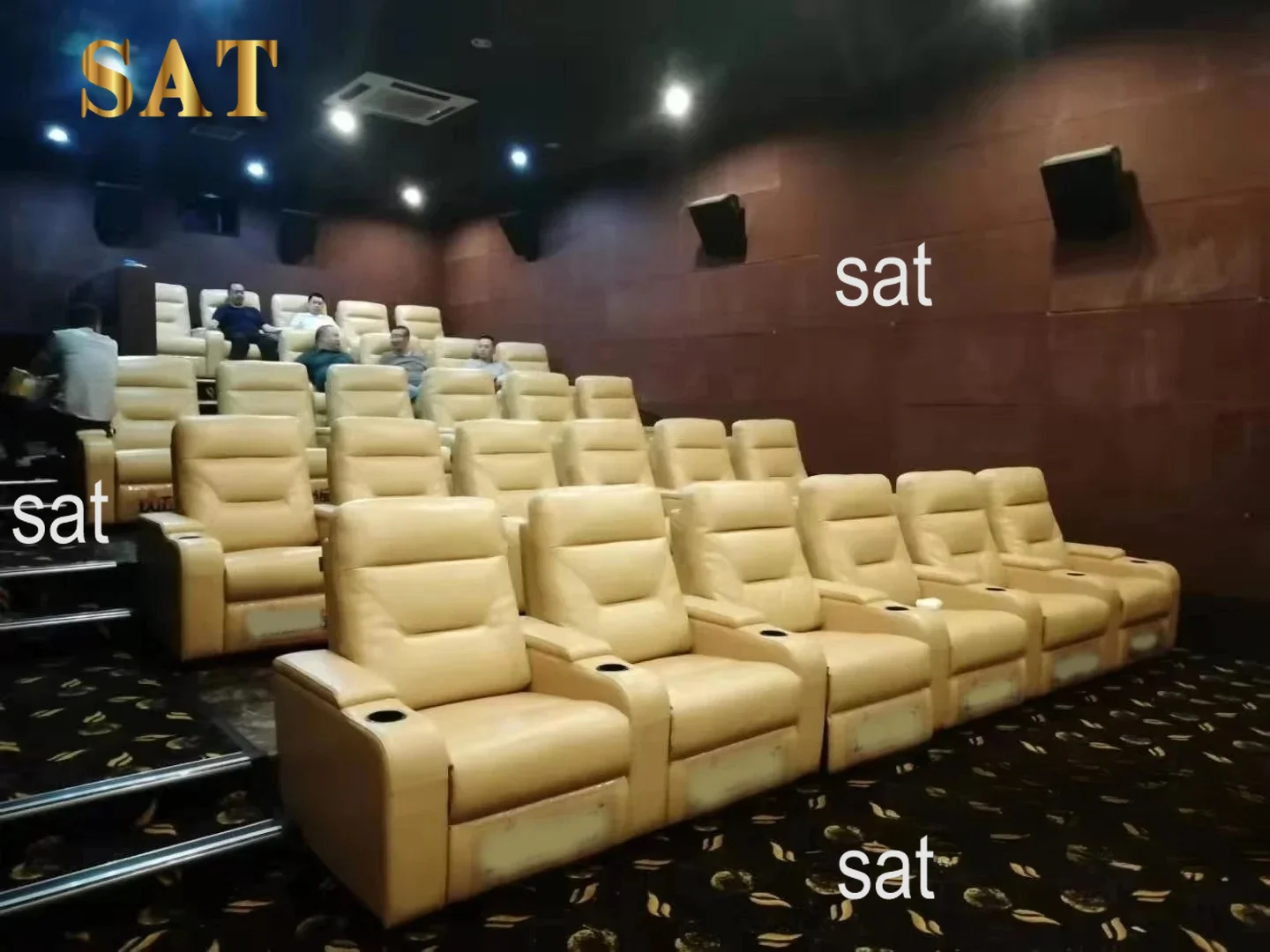 xx- Genuine Leather Sofa set With POWER RECLINING SEATS, Theater Electric Recliner Couch Nordic Seating Room Cinema Sofas^