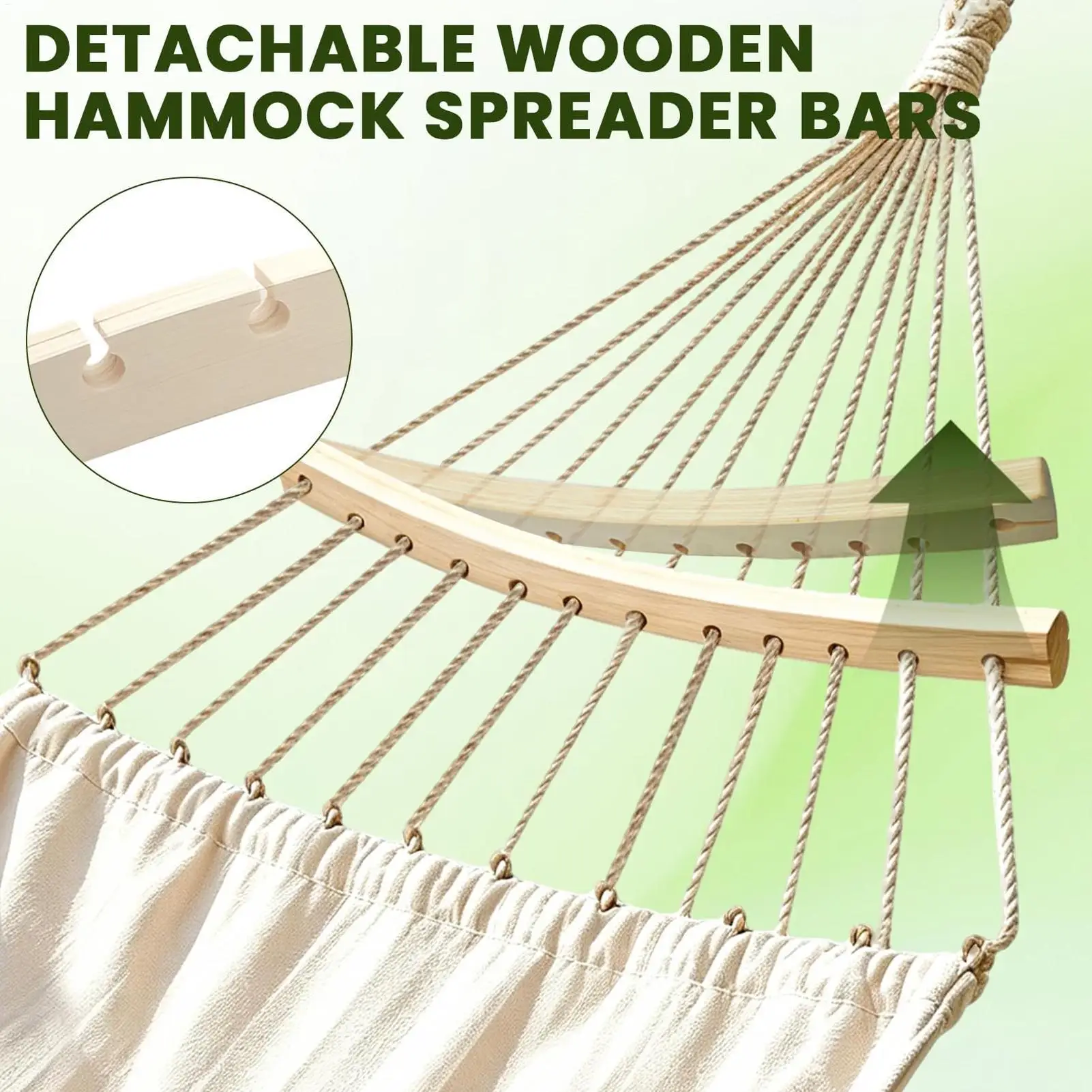 2pcs Hammock Swing Spreader Bar Wooden Detachable Portable Support Hammock Replacement Parts for Camping Backyard Patio