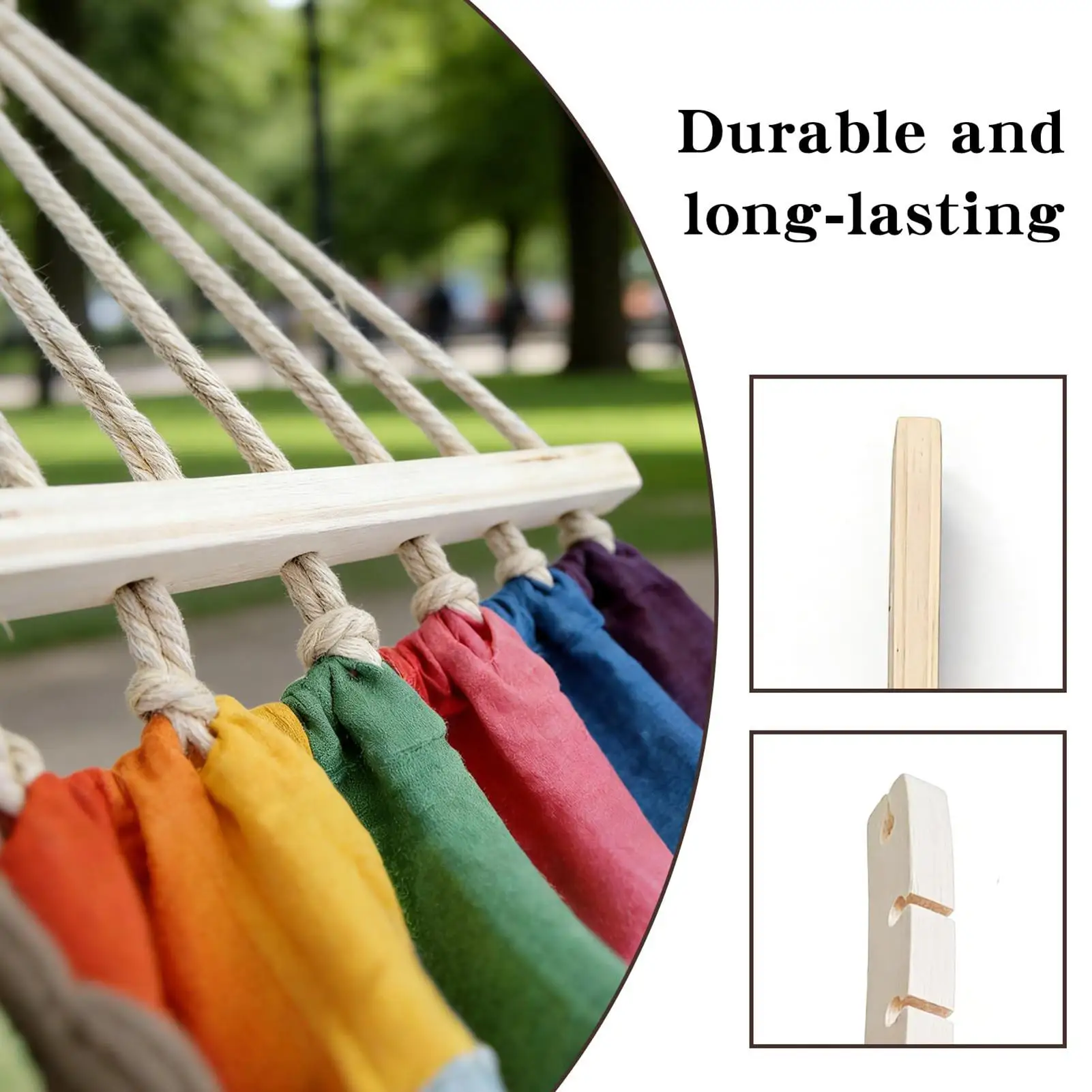 2pcs Hammock Swing Spreader Bar Wooden Detachable Portable Support Hammock Replacement Parts for Camping Backyard Patio