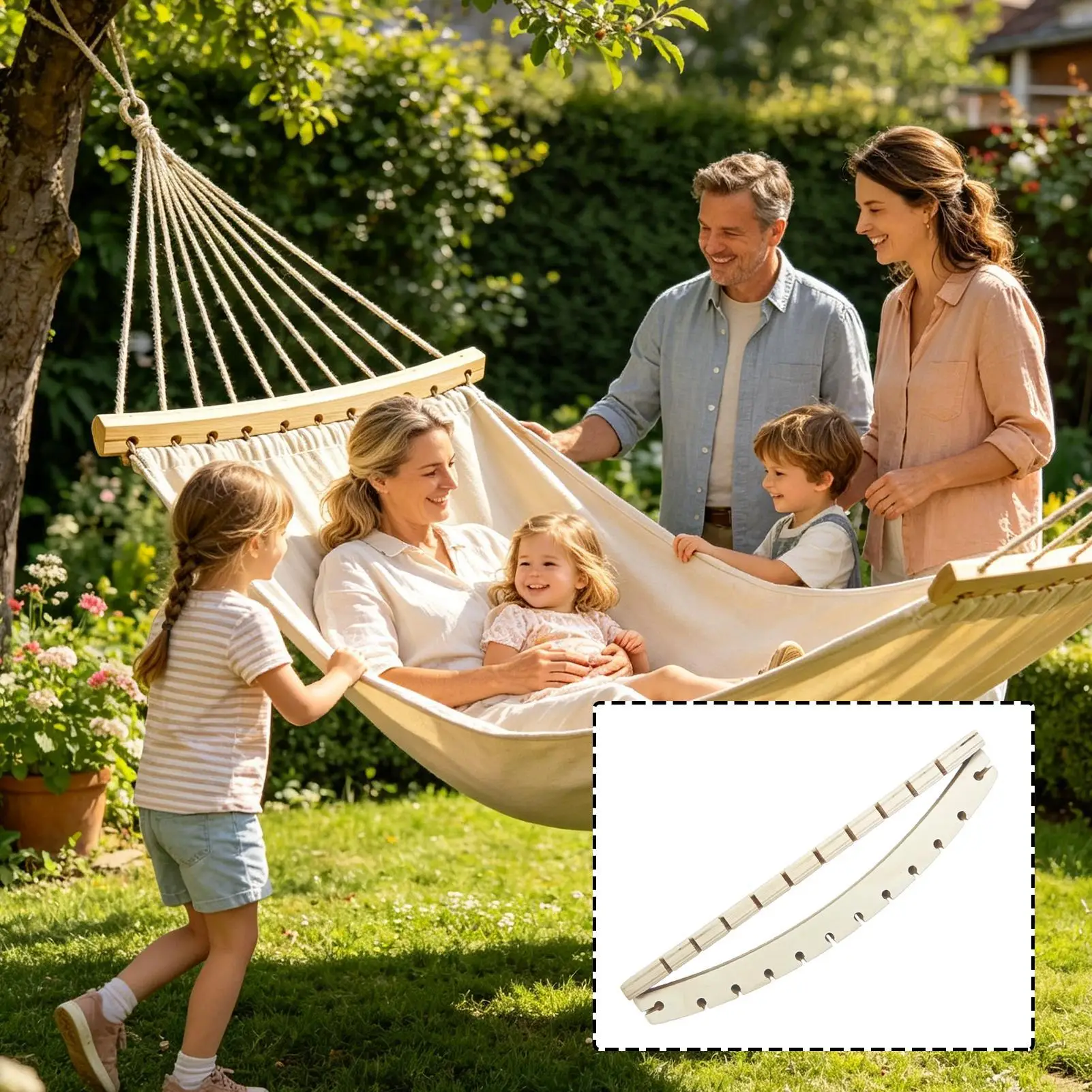 2pcs Hammock Swing Spreader Bar Wooden Detachable Portable Support Hammock Replacement Parts for Camping Backyard Patio