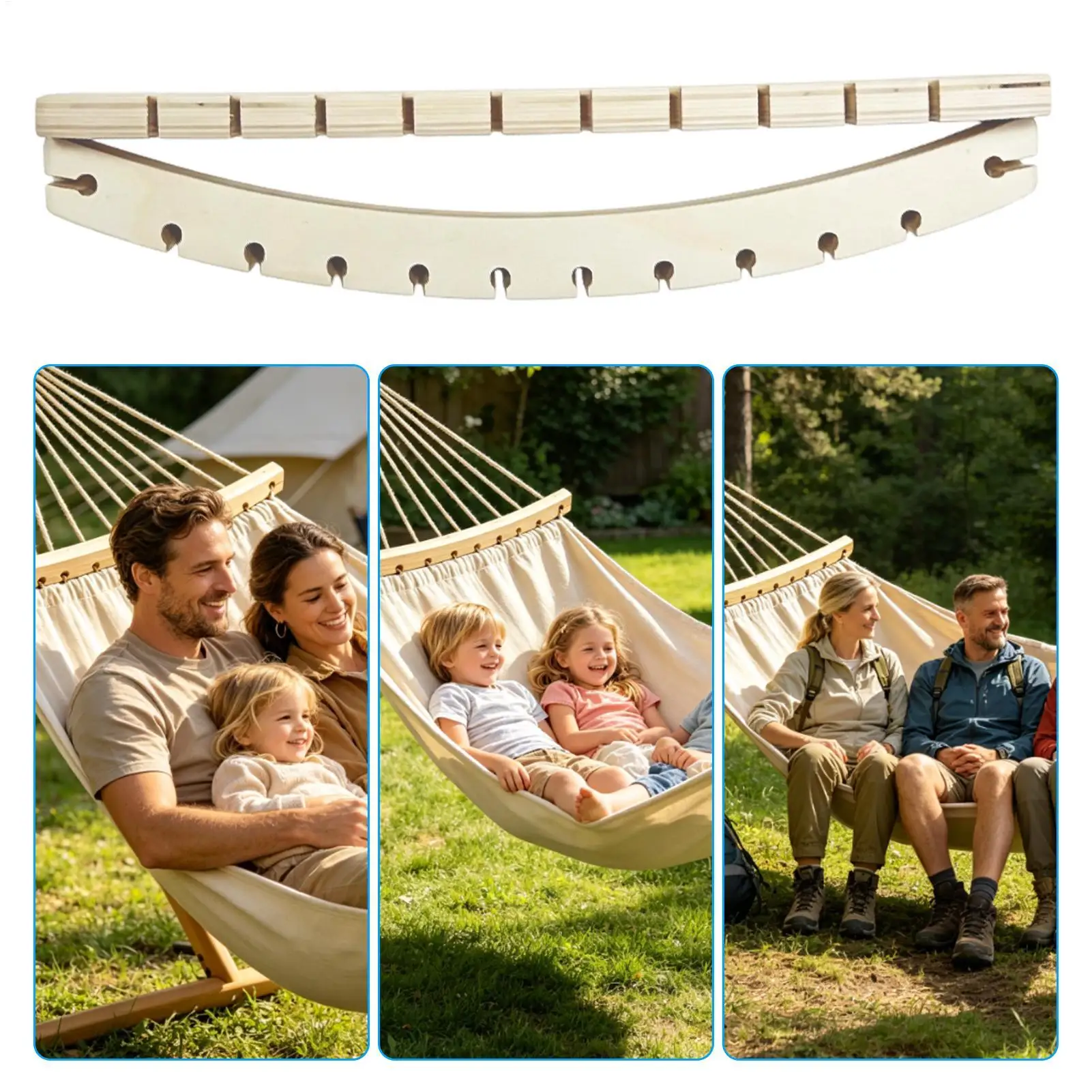 2pcs Hammock Swing Spreader Bar Wooden Detachable Portable Support Hammock Replacement Parts for Camping Backyard Patio