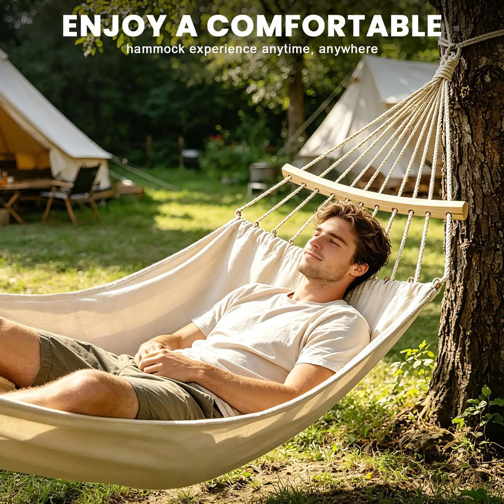 2pcs Hammock Swing Spreader Bar Wooden Detachable Portable Support Hammock Replacement Parts for Camping Backyard Patio