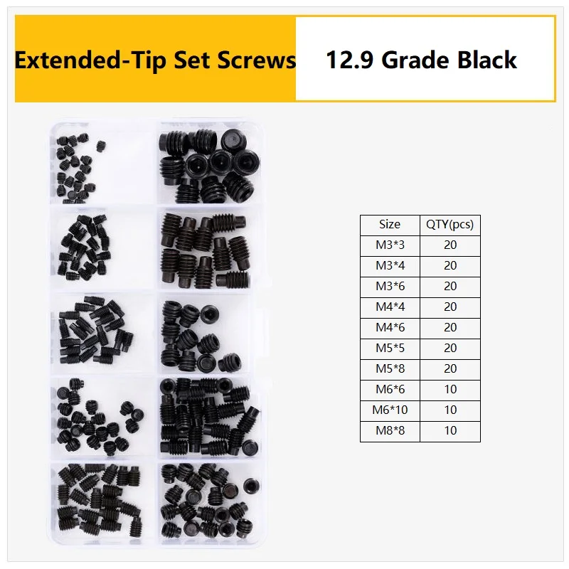 M3 M4 M5 M6 M8 304 316 Stainless Steel Hex Socket Drive Cone Dog Flat Cup Point Set Screw Assortment Kit Allen Head Grub Bolt