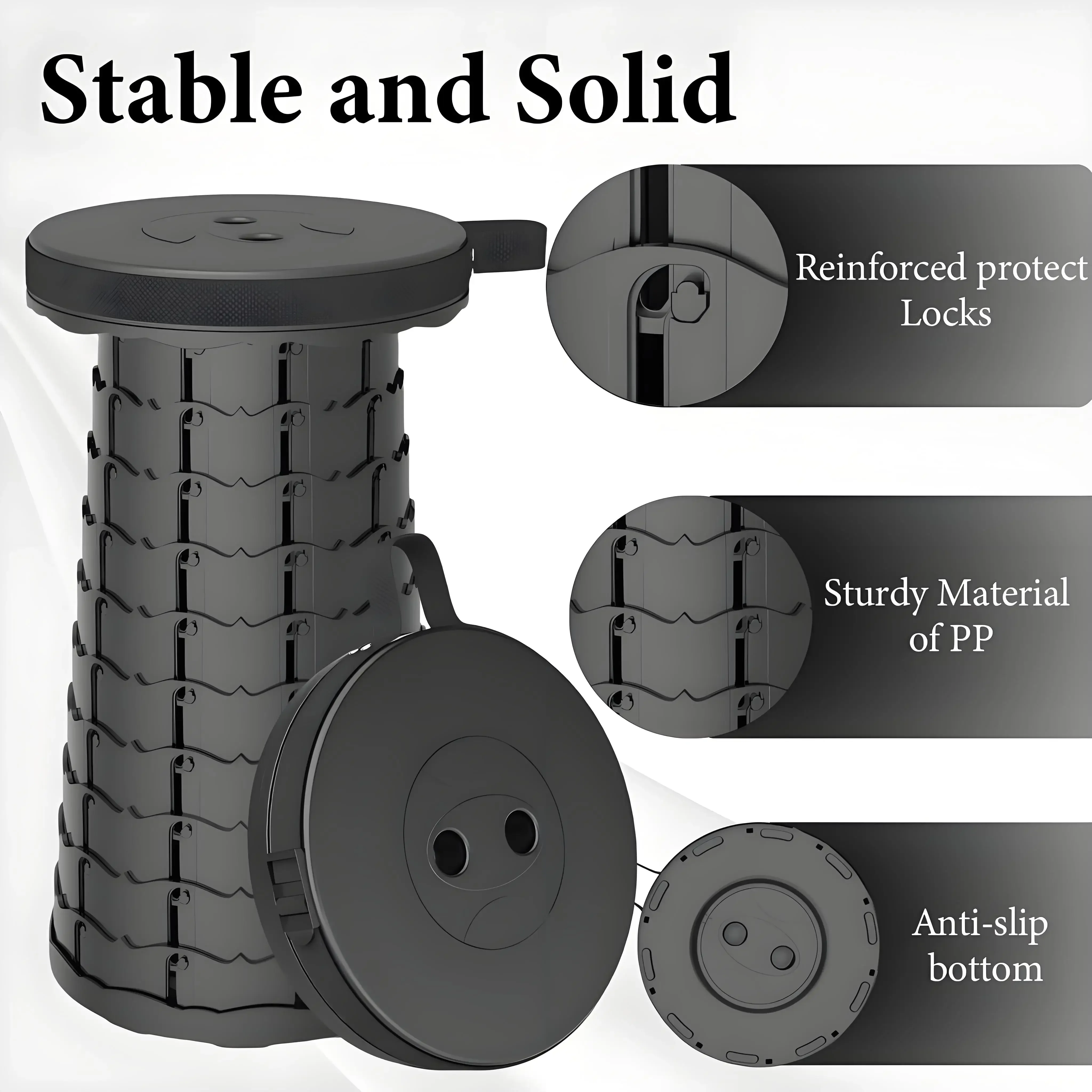 Collapsible Compact Stool Load Bearing Portable Camping Seat Ultra Light Hiking Fishing Outdoor Activities Bus Subway Commuting