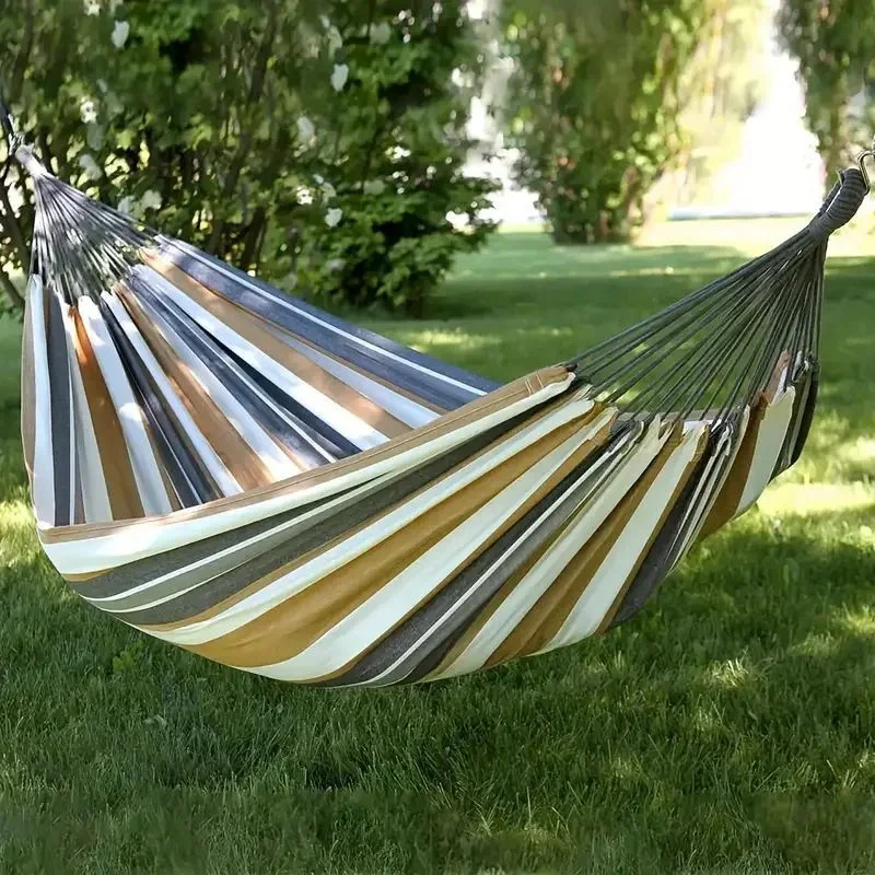Outdoor Single Dormitory Swing Exit Wear-resistant Thick Striped Hammock Camping Picnic Fishing Travel Portable Hammock