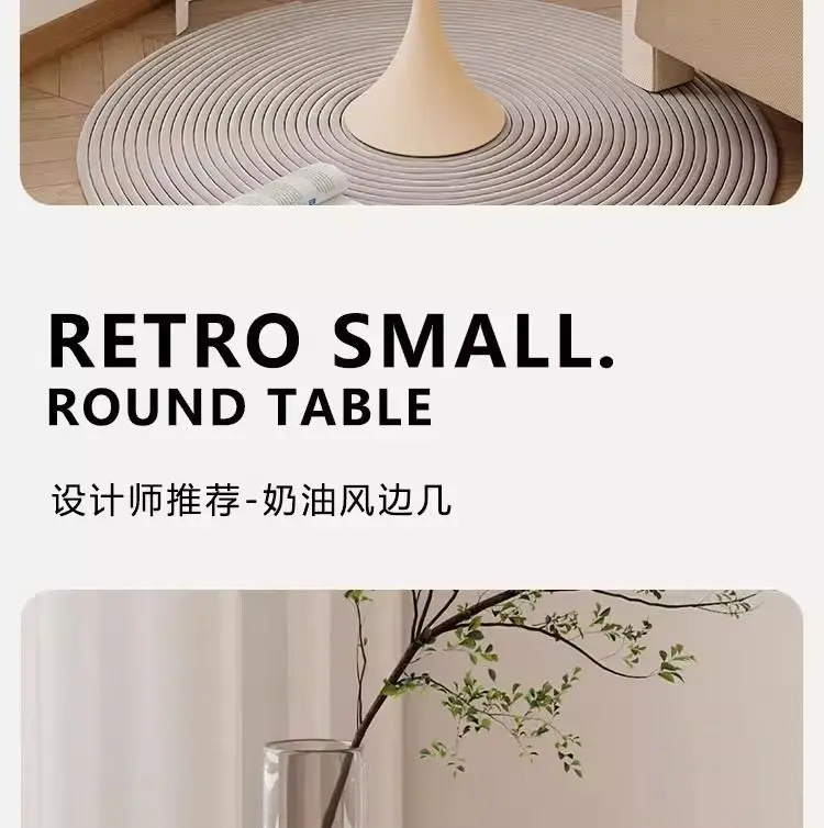 Minimally modern small apartment, bedside living room, sofa, coffee table, iron round table, ins style
