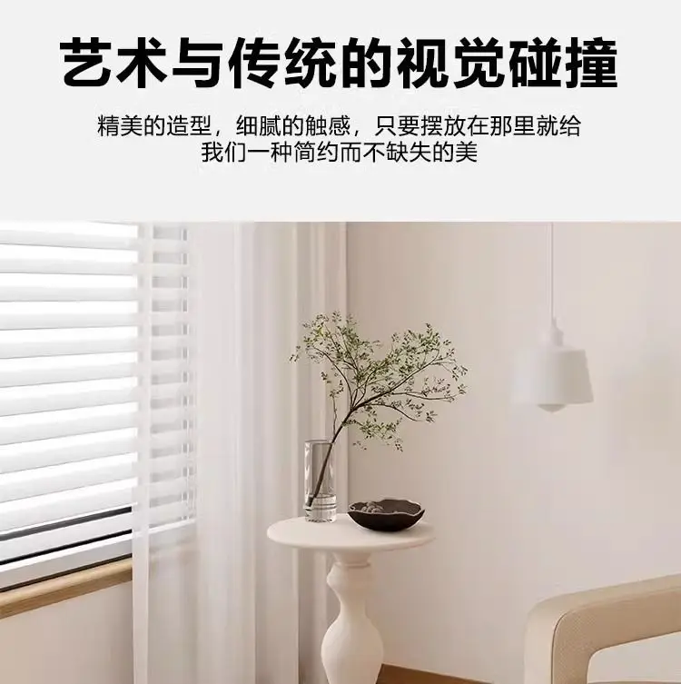 Minimally modern small apartment, bedside living room, sofa, coffee table, iron round table, ins style