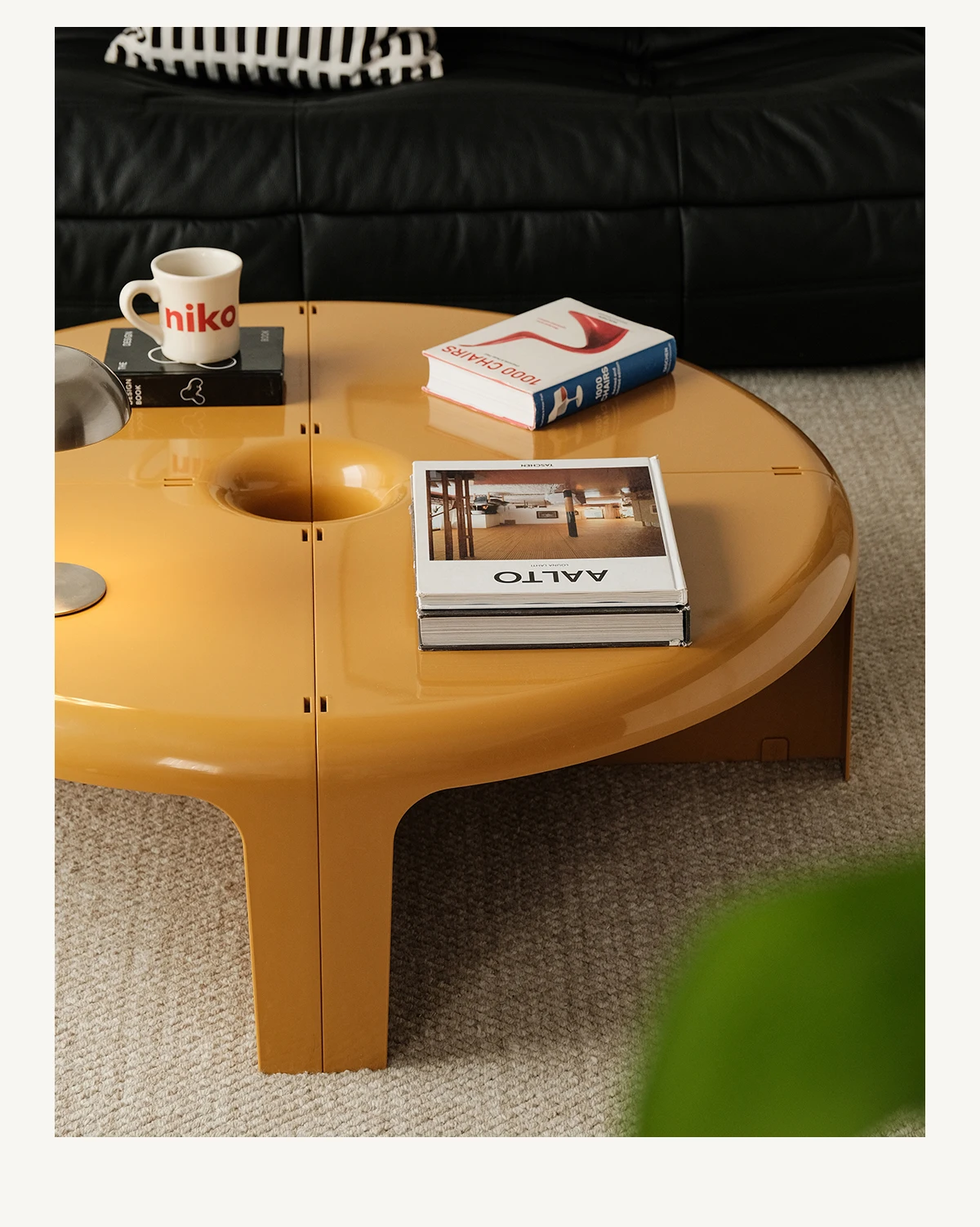 Splicable Round Plastic Coffee Table Macaron Pastel Color Detachable Low Tea Table Minimalist Living Room Center Table
