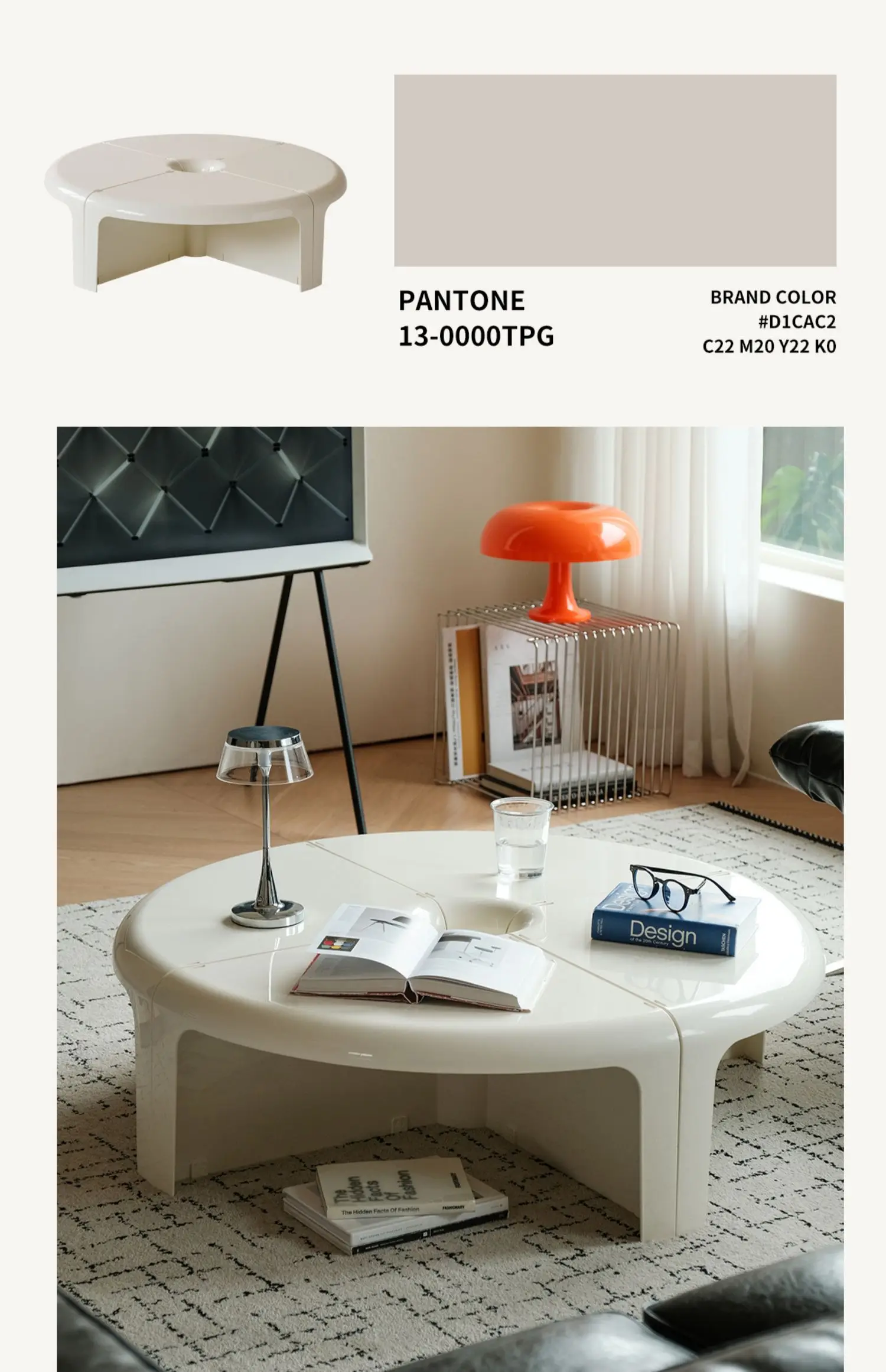 Splicable Round Plastic Coffee Table Macaron Pastel Color Detachable Low Tea Table Minimalist Living Room Center Table
