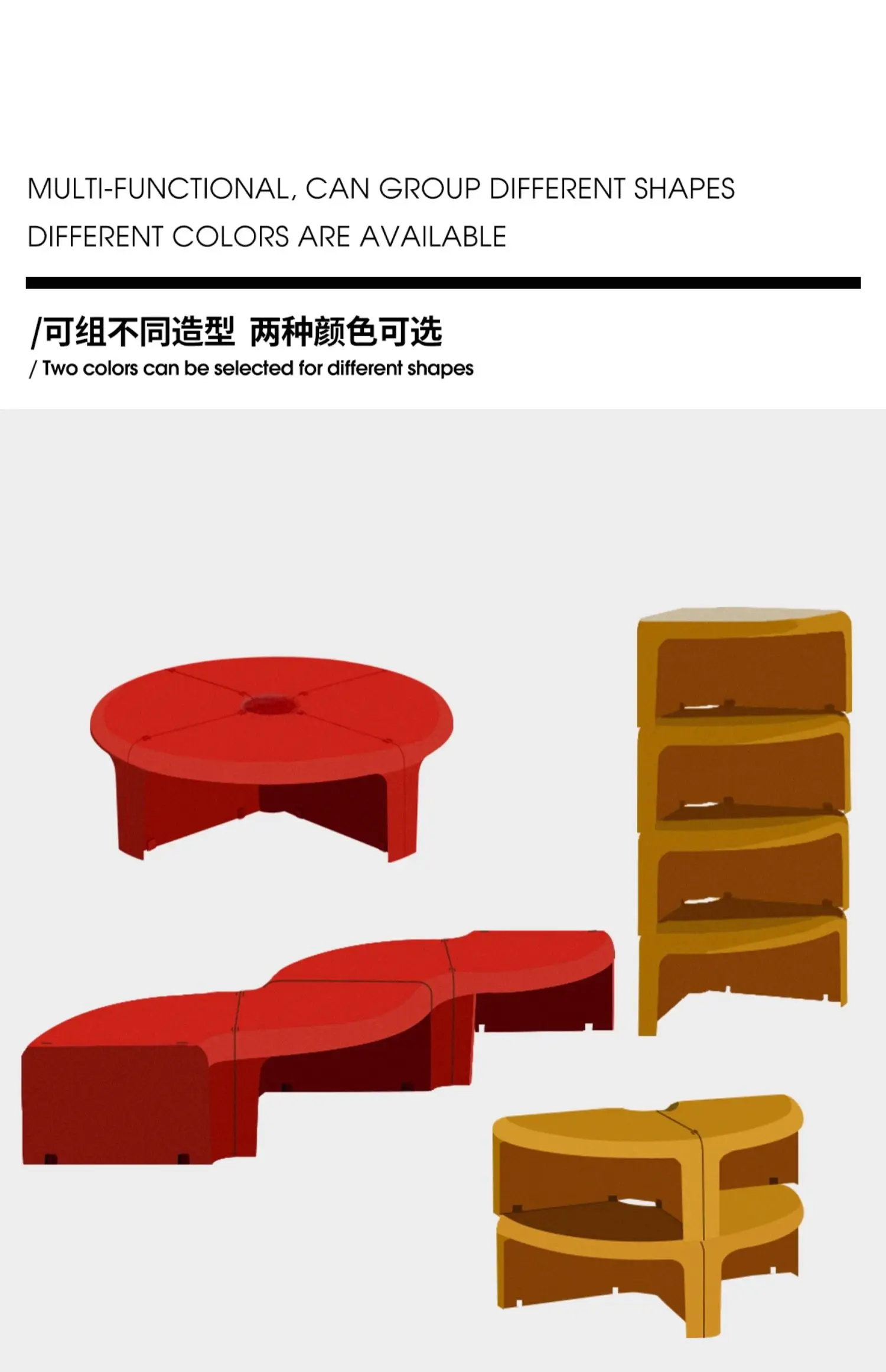 Splicable Round Plastic Coffee Table Macaron Pastel Color Detachable Low Tea Table Minimalist Living Room Center Table