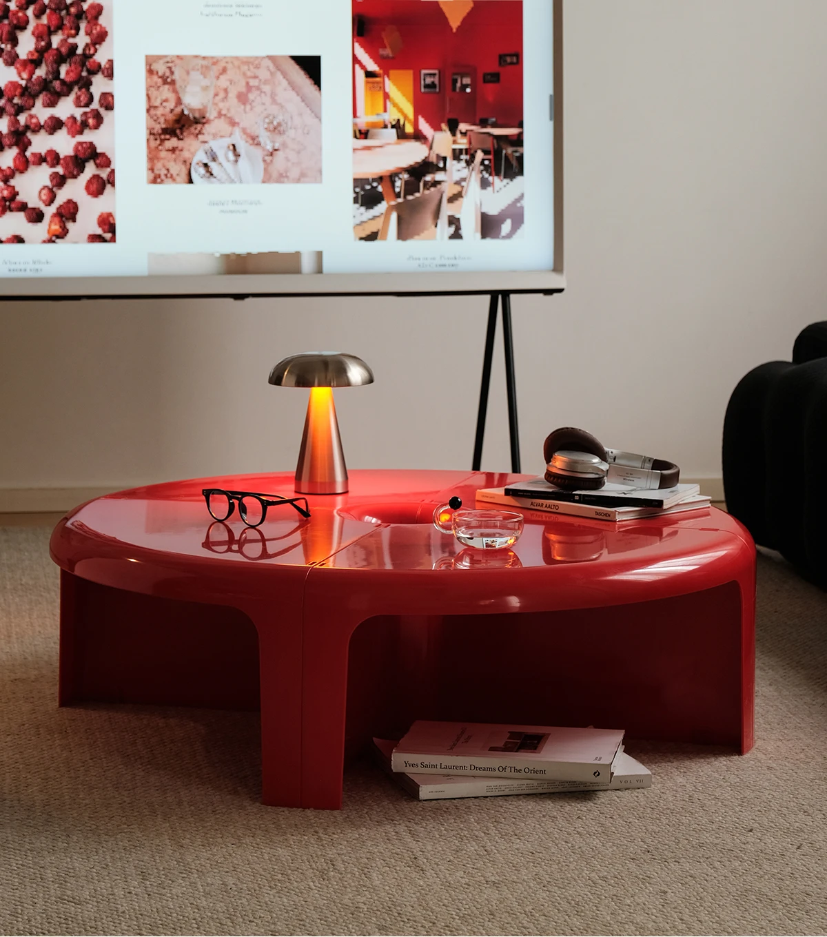 Splicable Round Plastic Coffee Table Macaron Pastel Color Detachable Low Tea Table Minimalist Living Room Center Table