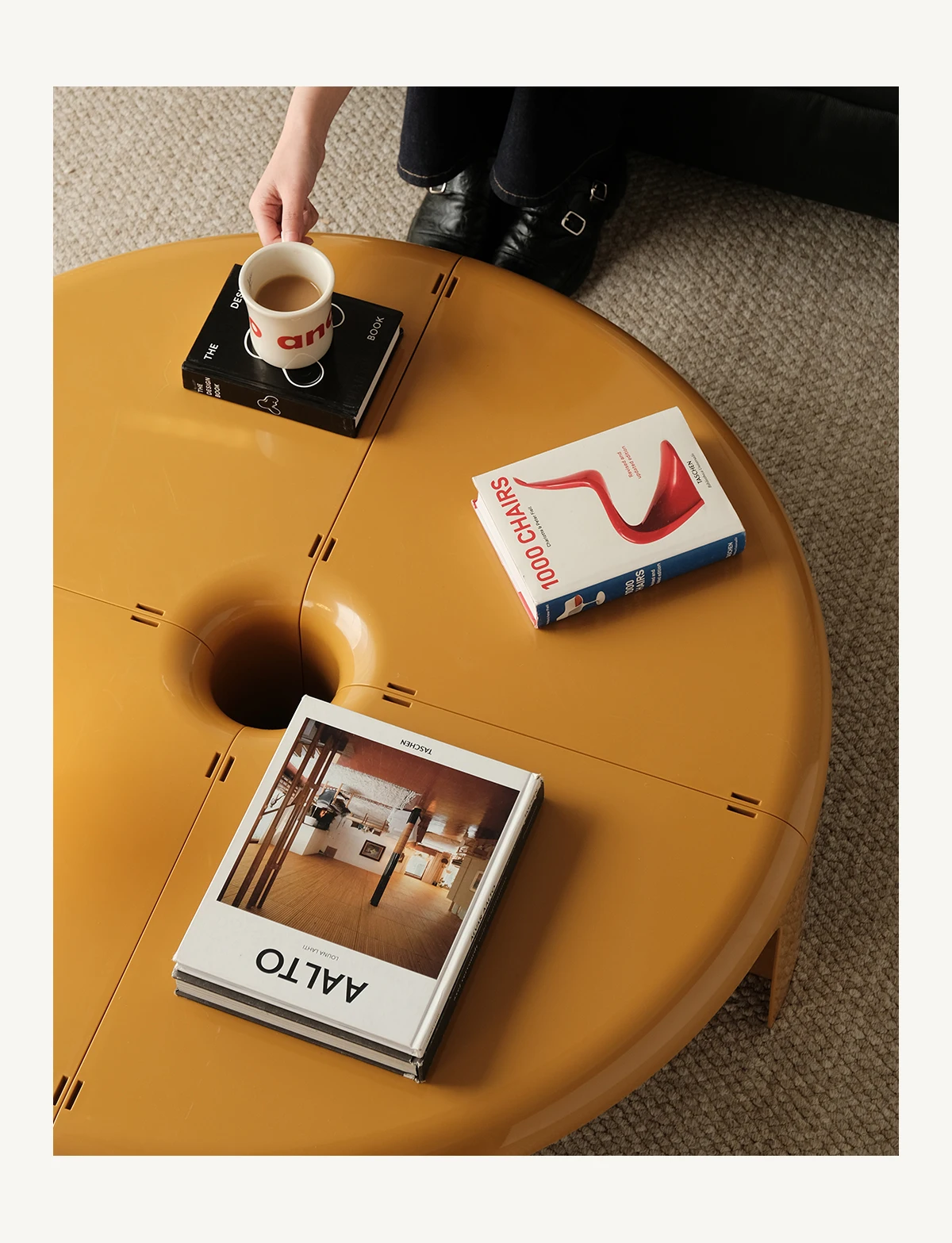 Splicable Round Plastic Coffee Table Macaron Pastel Color Detachable Low Tea Table Minimalist Living Room Center Table