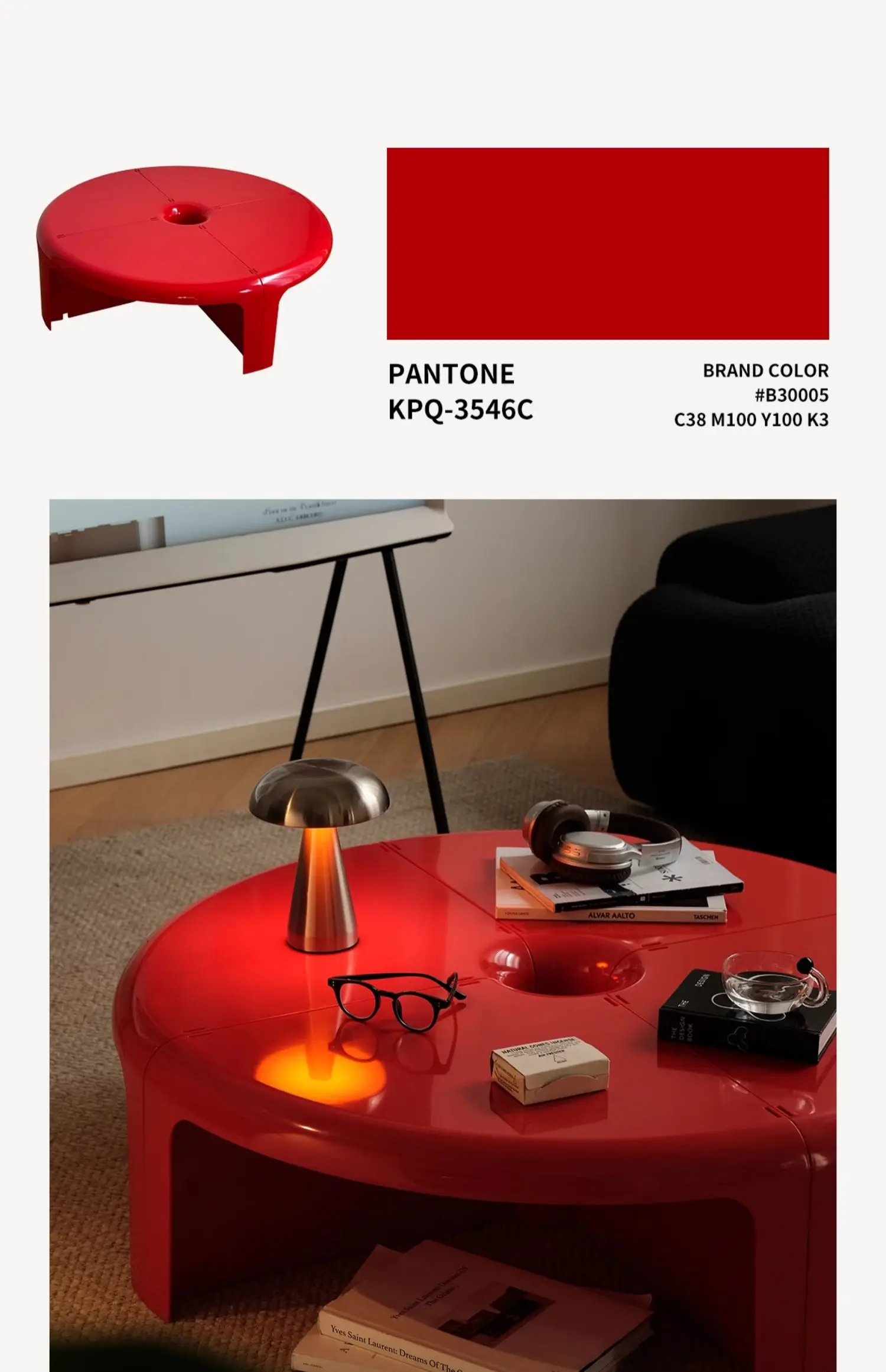 Splicable Round Plastic Coffee Table Macaron Pastel Color Detachable Low Tea Table Minimalist Living Room Center Table