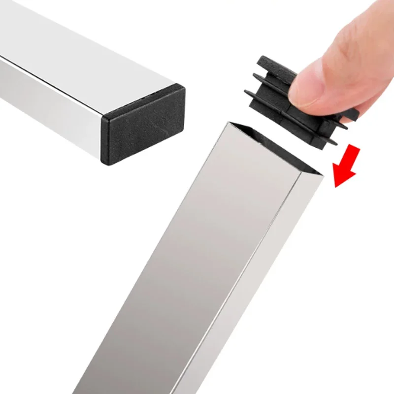 15~100mm Black Rectangular Steel Pipe Plug Plastic Furniture Leg Anti Slip Feet Protector Pad Tube Blanking End Cap Inserts Bung