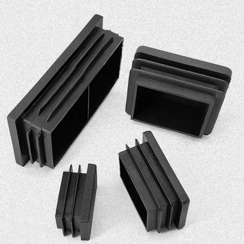 15~100mm Black Rectangular Steel Pipe Plug Plastic Furniture Leg Anti Slip Feet Protector Pad Tube Blanking End Cap Inserts Bung