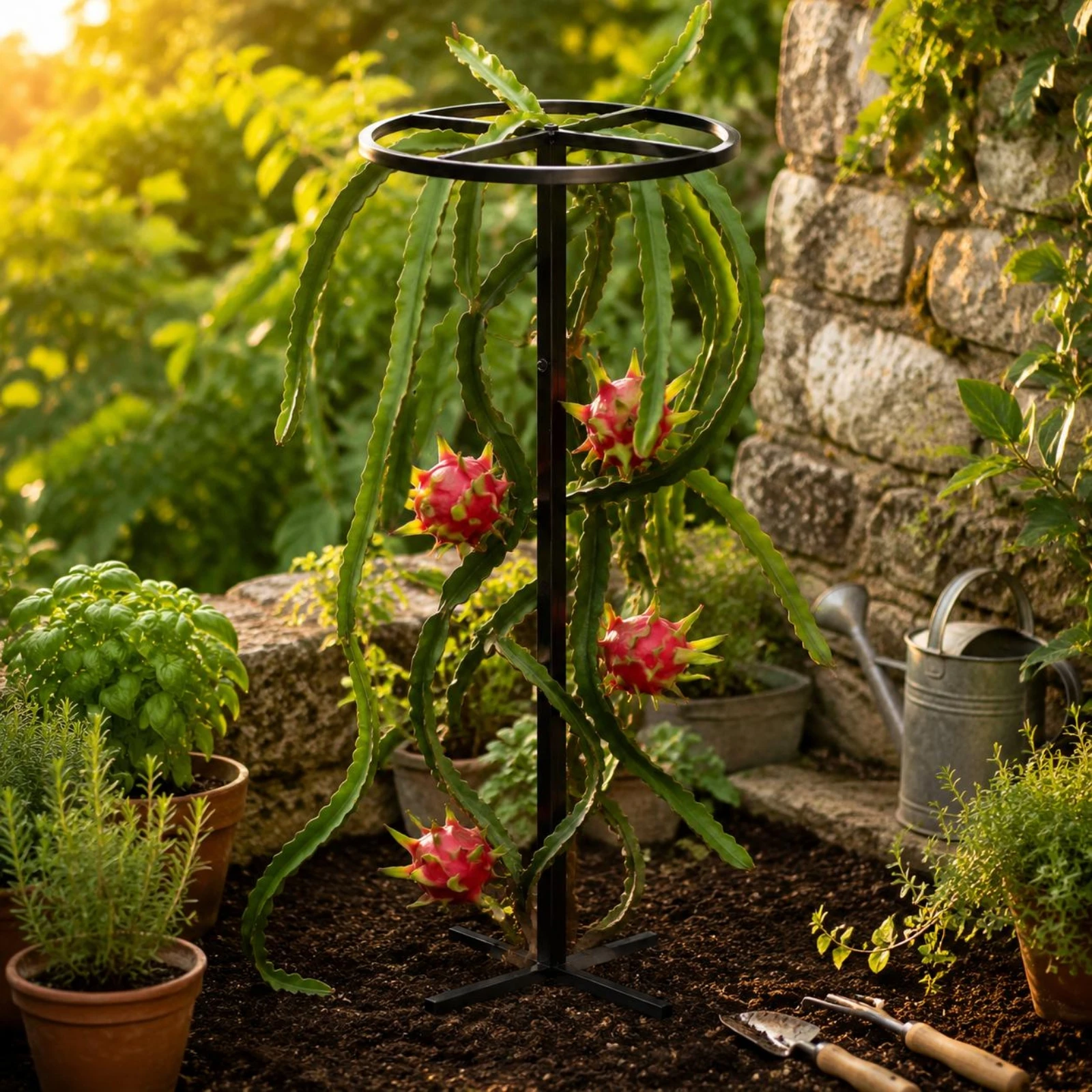 62-Inch Adjustable Support Frame Metal Dragon Fruit Stand Adjustable Vertical Gardening Trellise Indoor Outdoor Support