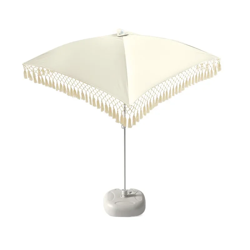JMZ Umbrella Large Square Patio Umbrella with Tassels for Outdoor Garden Beach Courtyard Stall Advertising Sunshade 9ft 10ft
