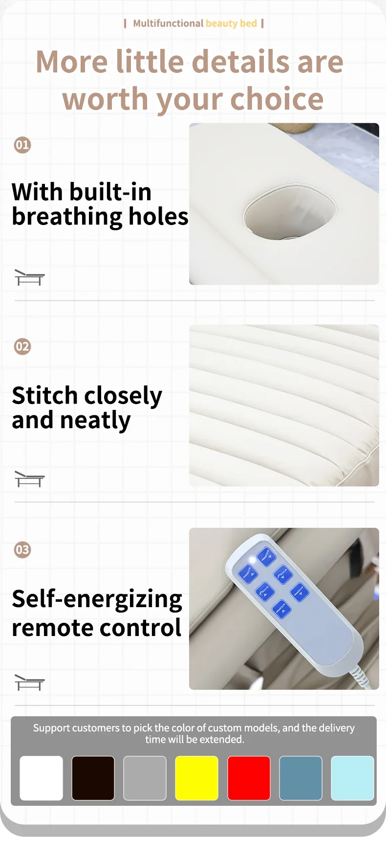 3 Motor Electric Beauty Bed Germany Warehouse Fast Delivery Adjustable Massage Table for Spa Salon Tattoo