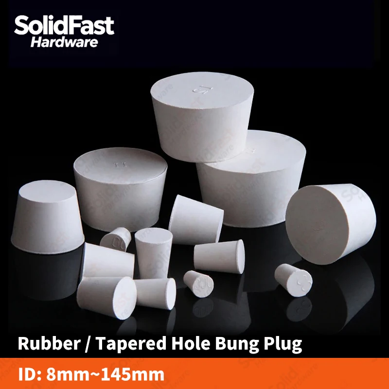 1-5Pcs White Tapered Solid Rubber Stopper Bung Plug 8-145mm Multi Sizes Lab Test Tube Bottle Water Pipe Hole Sealing Plug
