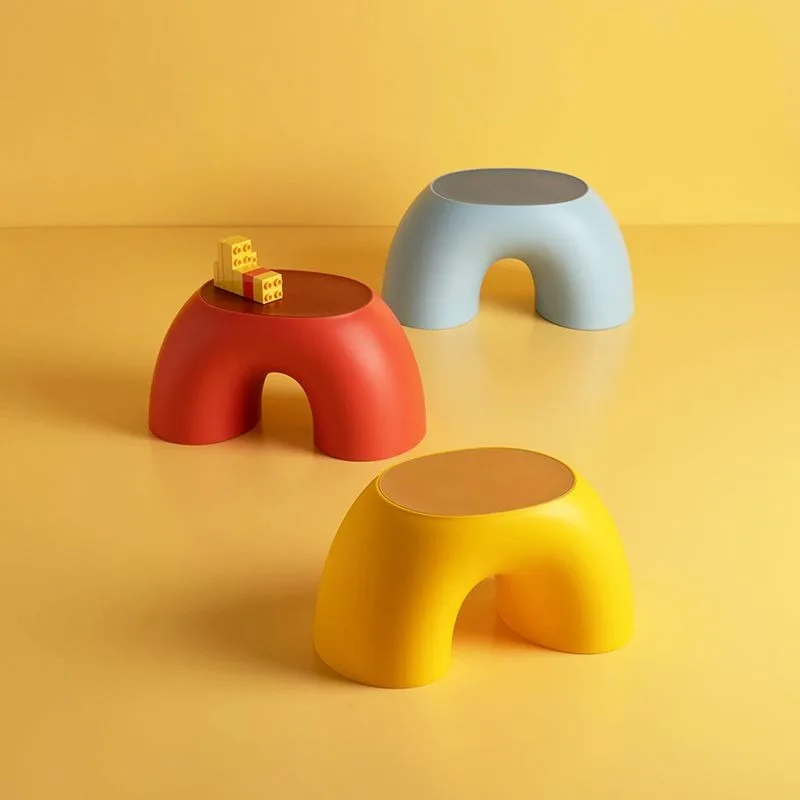 Modern Rainbow Plastic Stool Anti-Slip Comfort Home Small Seat Bathroom Foot Rest Shoe Change Living Room Furniture Ottomans