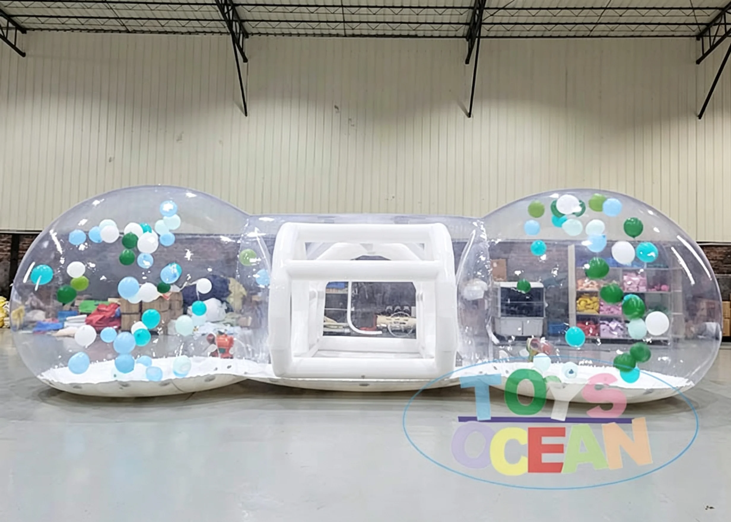 Thickened PVC connected bubble house, popular transparent ball pit, children's birthday party inflatable play toy