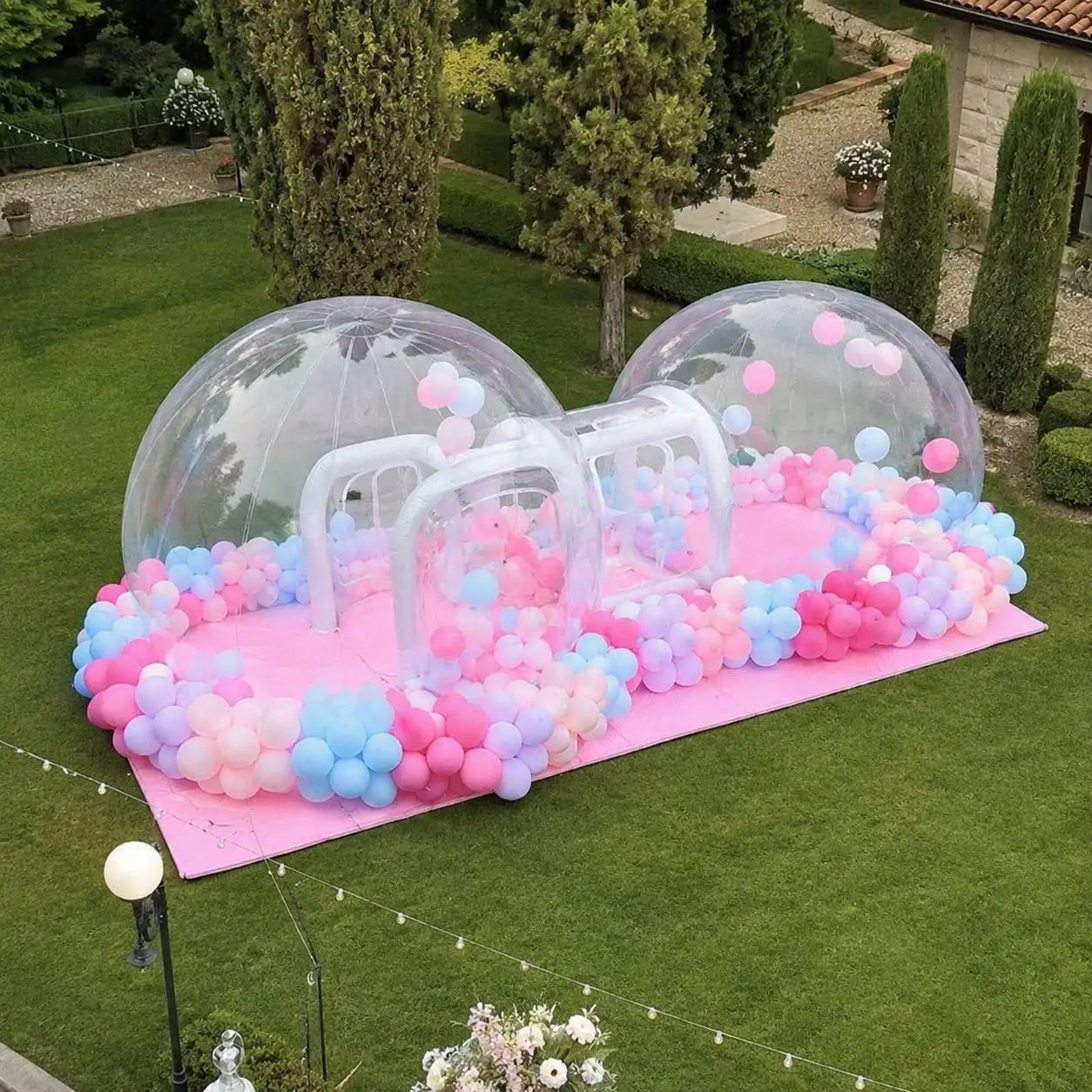 Thickened PVC connected bubble house, popular transparent ball pit, children's birthday party inflatable play toy