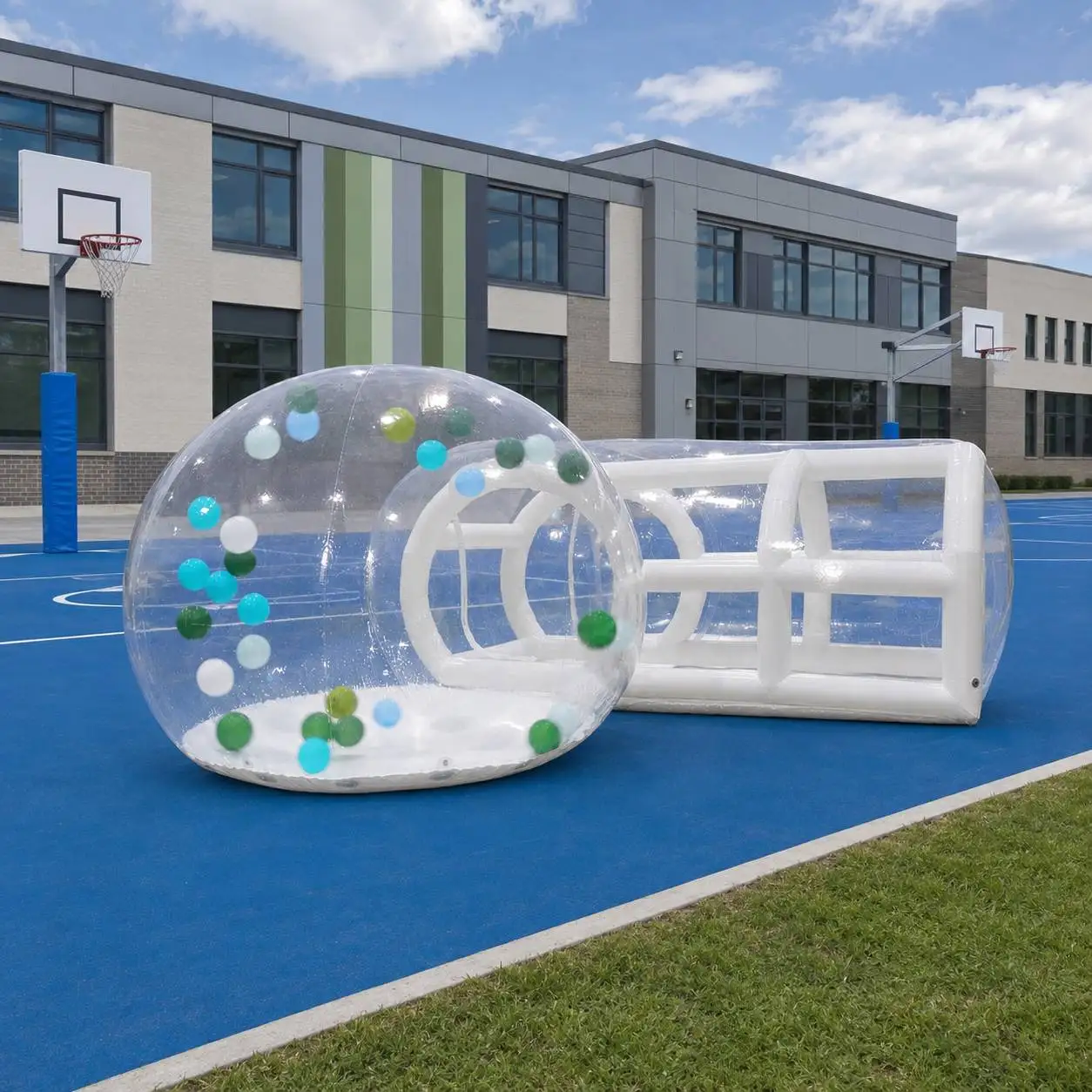 Thickened PVC connected bubble house, popular transparent ball pit, children's birthday party inflatable play toy