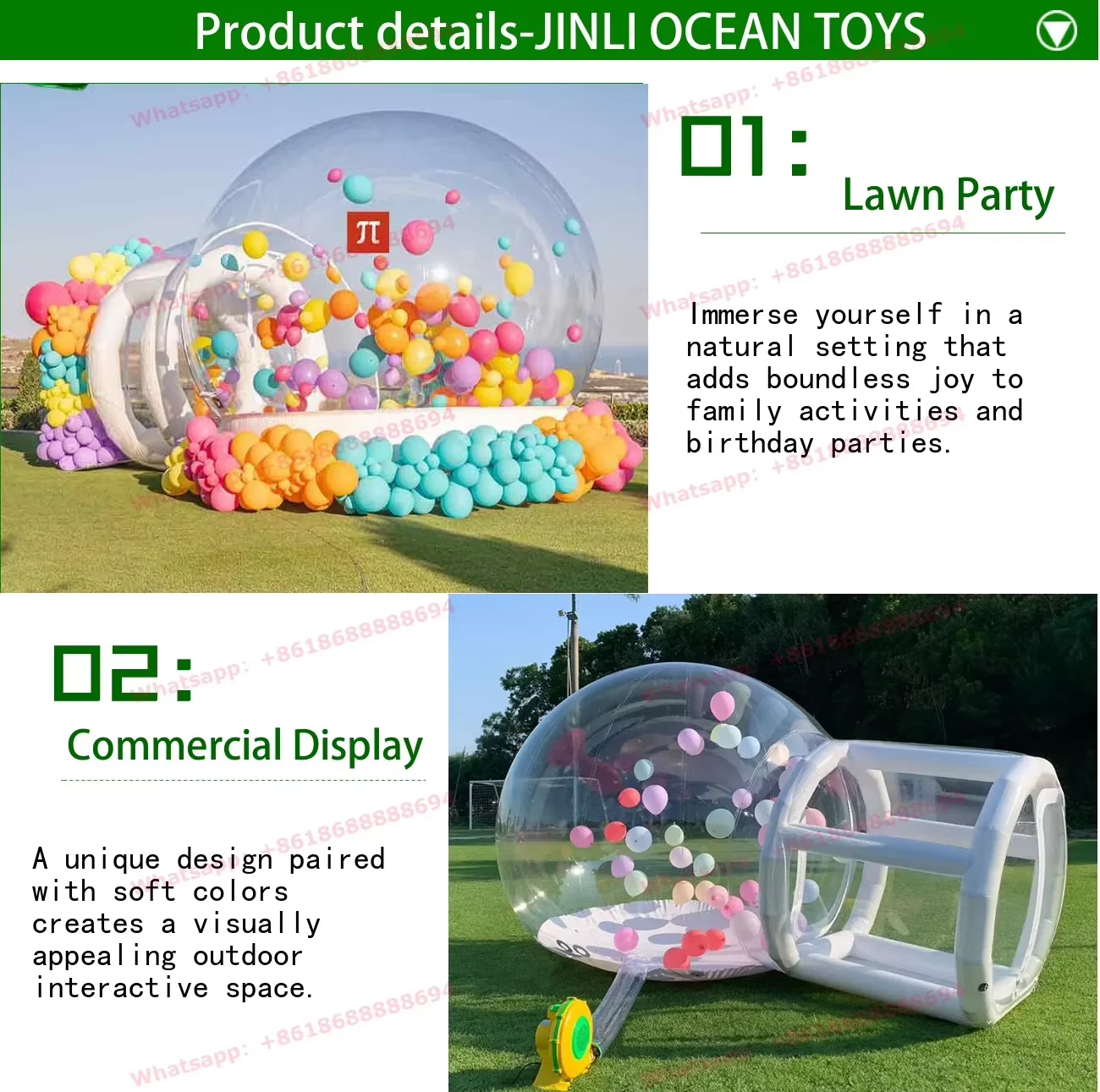 Thickened PVC connected bubble house, popular transparent ball pit, children's birthday party inflatable play toy