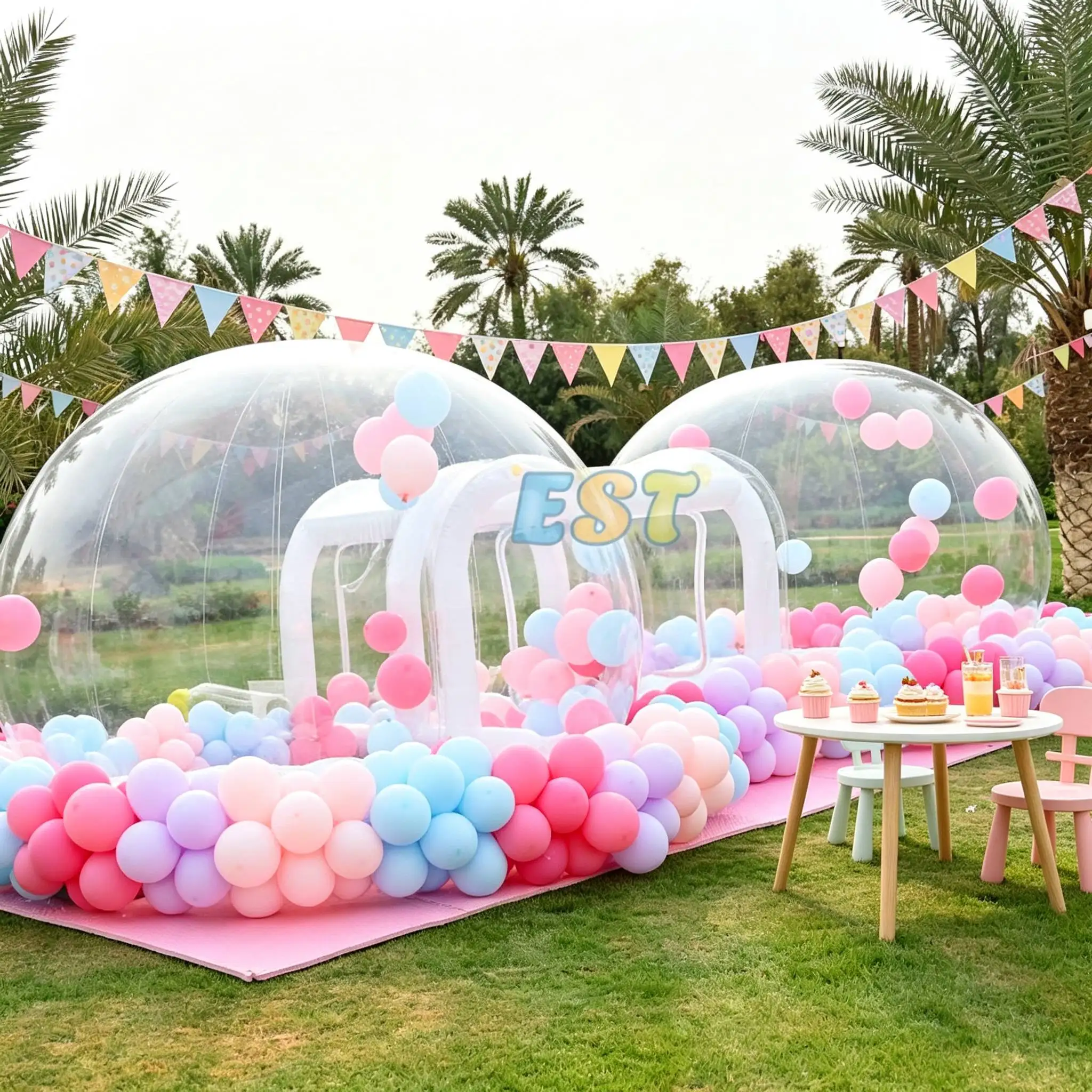 Thickened PVC connected bubble house, popular transparent ball pit, children's birthday party inflatable play toy