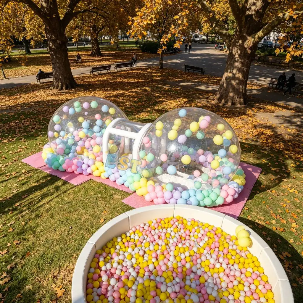 Thickened PVC connected bubble house, popular transparent ball pit, children's birthday party inflatable play toy
