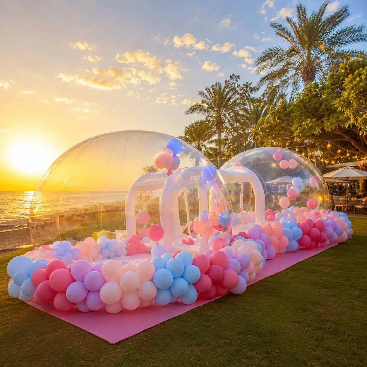 Thickened PVC connected bubble house, popular transparent ball pit, children's birthday party inflatable play toy