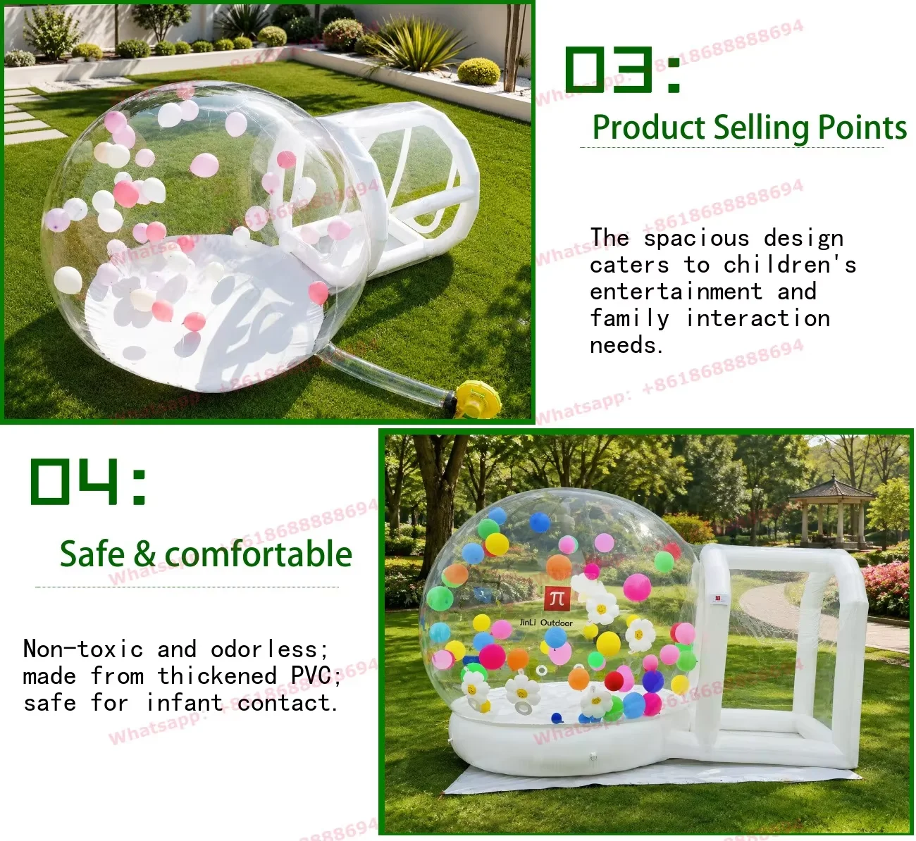 Thickened PVC connected bubble house, popular transparent ball pit, children's birthday party inflatable play toy