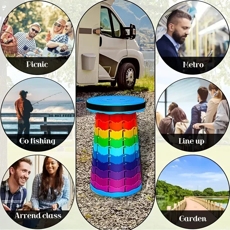 Outdoor Portable Rainbow Folding Chair - Adjustable Bench - Fishing Chair - Train Extendable Stool Outdoor Chair Folding Chair